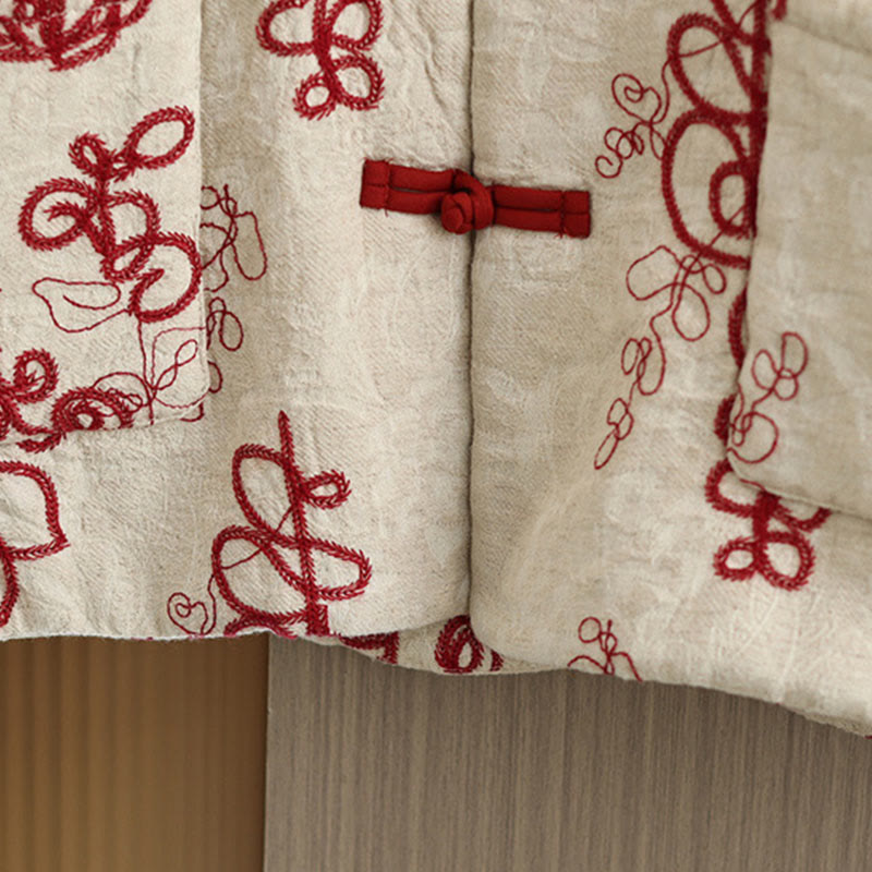 Buddha Stones Damen Winterjacke mit langen Ärmeln, Stehkragen, Froschknöpfen, Baumwollwattierung und Taschen - image 5