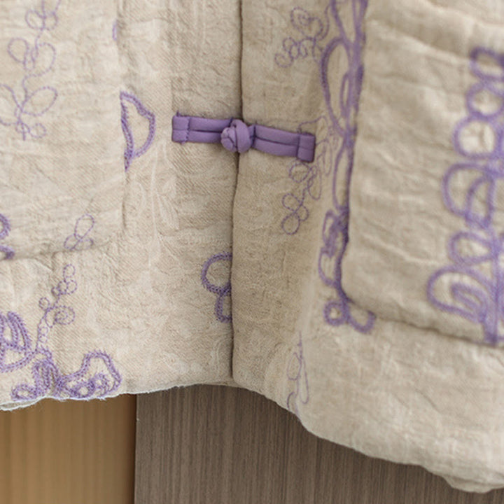 Buddha Stones Damen Winterjacke mit langen Ärmeln, Stehkragen, Froschknöpfen, Baumwollwattierung und Taschen - image 18