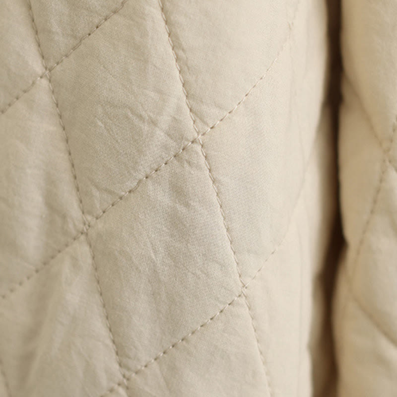 Buddha Stones Damen Winterjacke mit langen Ärmeln, Stehkragen, Froschknöpfen, Baumwollwattierung und Taschen - image 21