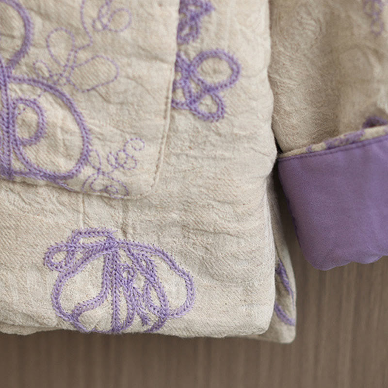 Buddha Stones Damen Winterjacke mit langen Ärmeln, Stehkragen, Froschknöpfen, Baumwollwattierung und Taschen - image 17