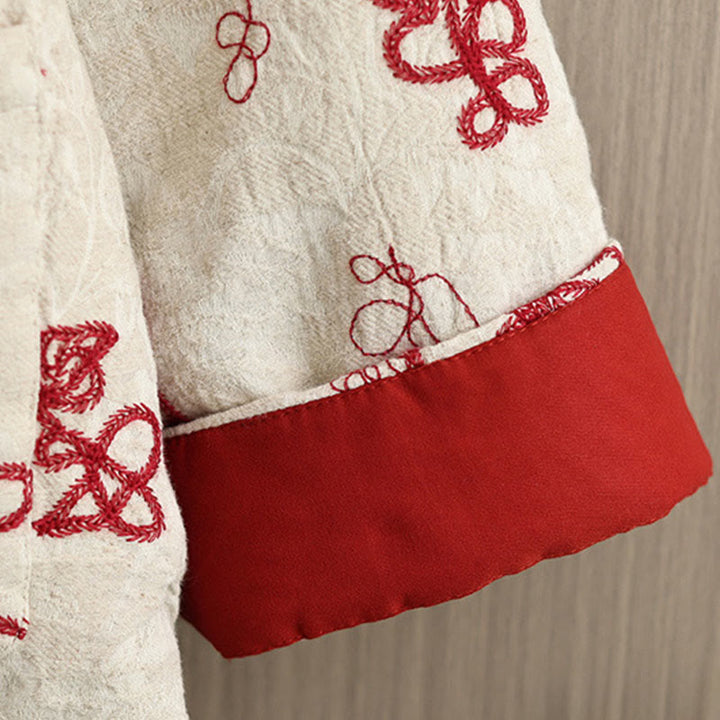 Buddha Stones Damen Winterjacke mit langen Ärmeln, Stehkragen, Froschknöpfen, Baumwollwattierung und Taschen - image 4