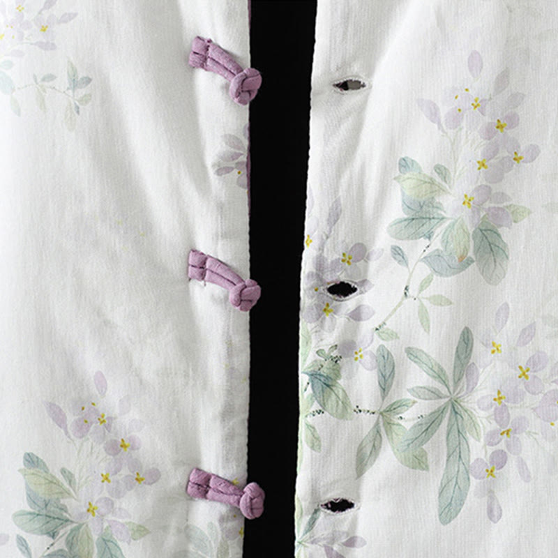 Buddha Stones Damen-Baumwolljacke mit Blumenmuster, langen Ärmeln und Froschknöpfen - image 7