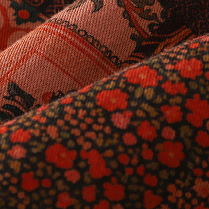 Buddha Stones Damen-Thermojacke aus Baumwolle mit ethnischem Blumenmuster, langen Ärmeln und Froschknöpfen - image 6