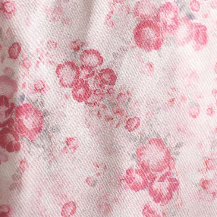 Buddha Stones Damen-Pendeljacke, hellrosa bedruckt, mit Blumenmuster, Froschknöpfen, langärmlig, aus Baumwolle, für den täglichen Gebrauch. - image 6