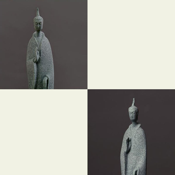 Buddha Stones , Meditations-Buddha, stehende Statue, Sandstein, Heimdekoration, 3,8 x 6,5 x 17 cm - image 2