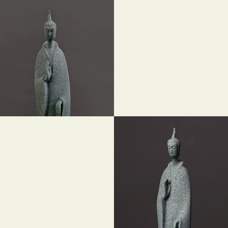 Buddha Stones , Meditations-Buddha, stehende Statue, Sandstein, Heimdekoration, 3,8 x 6,5 x 17 cm - image 2