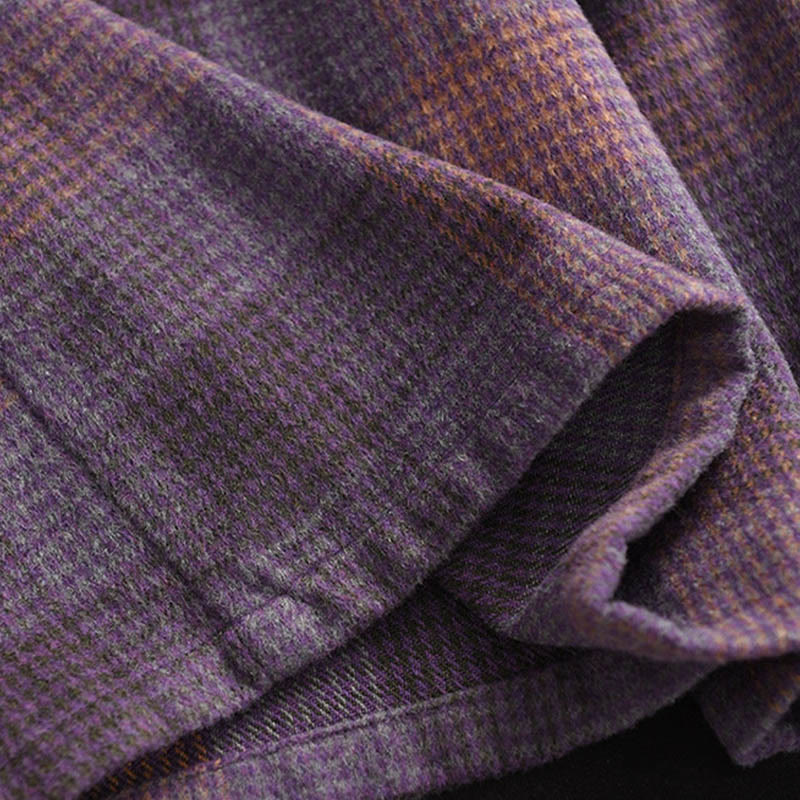 Buddha Stones Damen-Winterrock mit Karomuster, Baumwolle, Thermo, Länge 7–8, mit Taschen - image 12