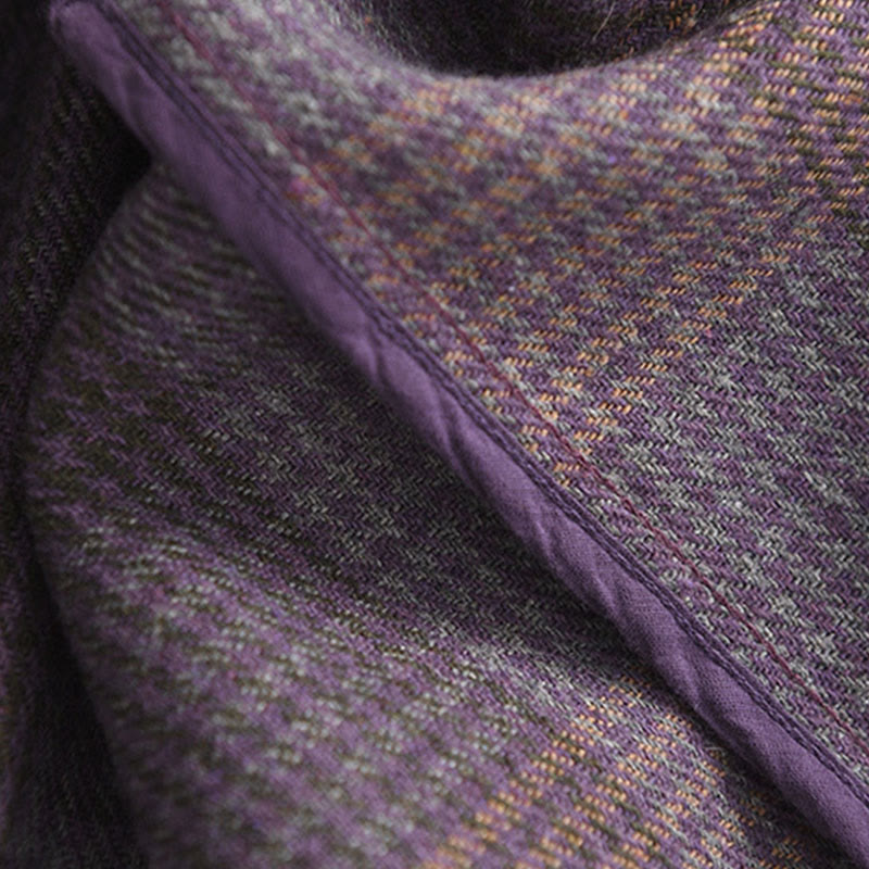 Buddha Stones Damen-Winterrock mit Karomuster, Baumwolle, Thermo, Länge 7–8, mit Taschen - image 9