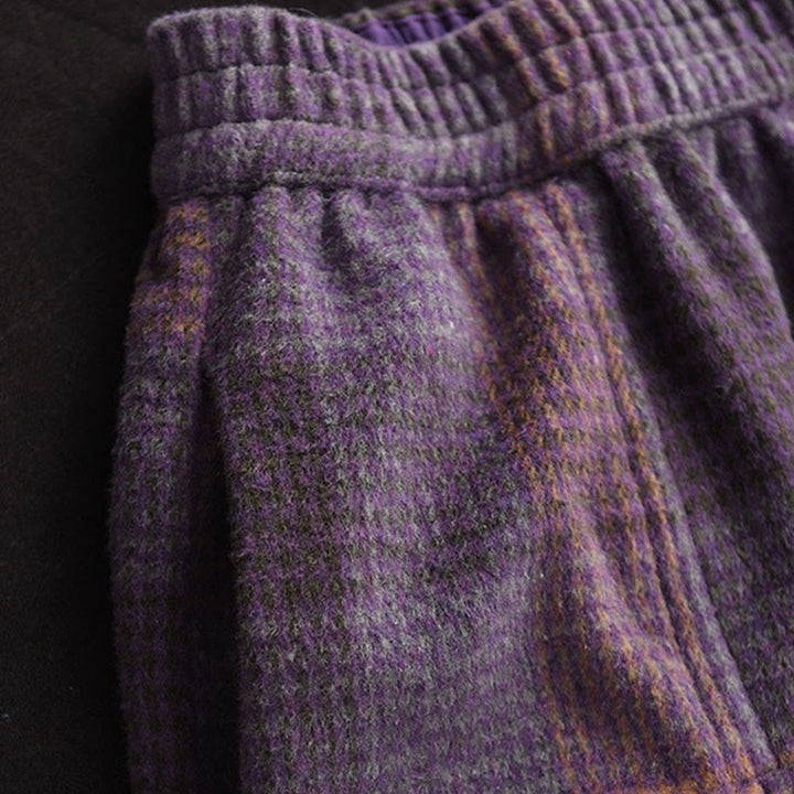 Buddha Stones Damen-Winterrock mit Karomuster, Baumwolle, Thermo, Länge 7–8, mit Taschen - image 5