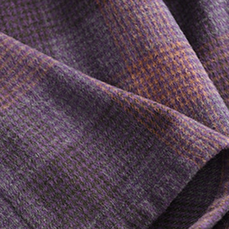 Buddha Stones Damen-Winterrock mit Karomuster, Baumwolle, Thermo, Länge 7–8, mit Taschen - image 11