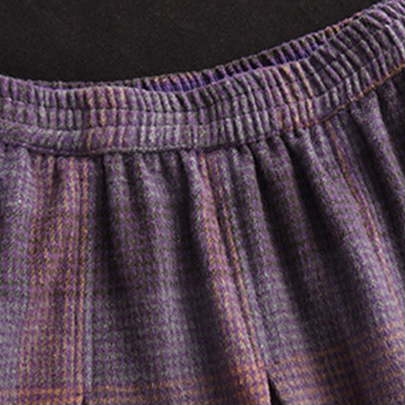 Buddha Stones Damen-Winterrock mit Karomuster, Baumwolle, Thermo, Länge 7–8, mit Taschen - image 6