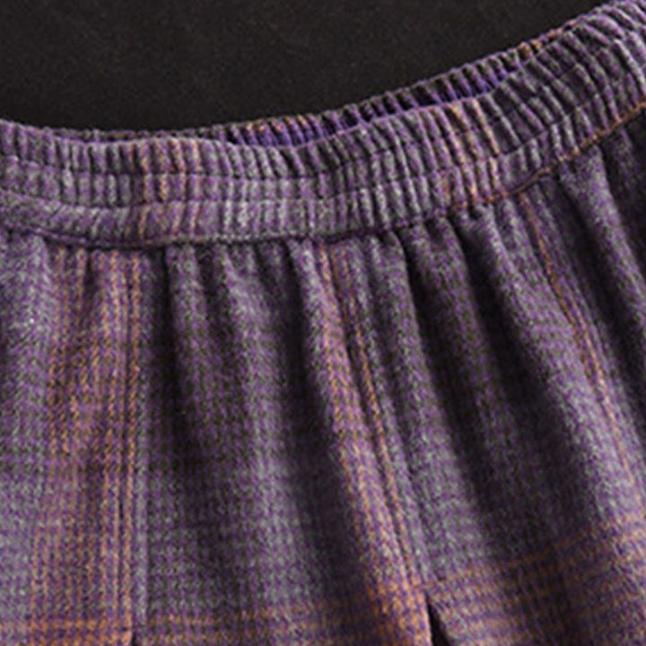 Buddha Stones Damen-Winterrock mit Karomuster, Baumwolle, Thermo, Länge 7–8, mit Taschen - image 6