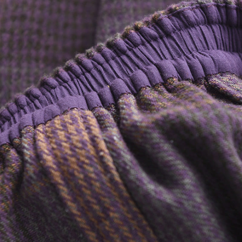 Buddha Stones Damen-Winterrock mit Karomuster, Baumwolle, Thermo, Länge 7–8, mit Taschen - image 8