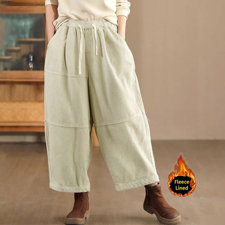 Buddha Stones Damenhose aus Baumwollcord mit Kordelzug und Thermofleecefutter und Taschen - Beige (mit Fleece gefüttert) - US14, UK/AU18,EU46 (4XL) - image 8