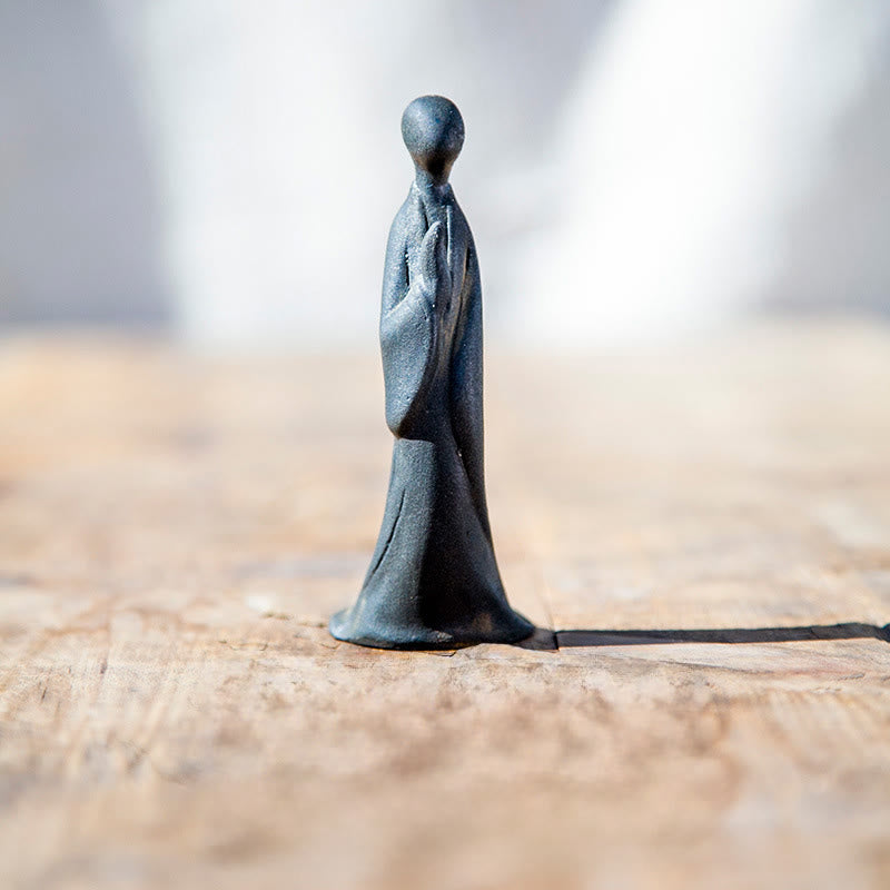 Buddha Stones , handgefertigt, stehender, formloser Buddha, Eisenpulver, Rostguss, Harz, Statue, Dekoration - Buddha 11*4*5 cm - image 0