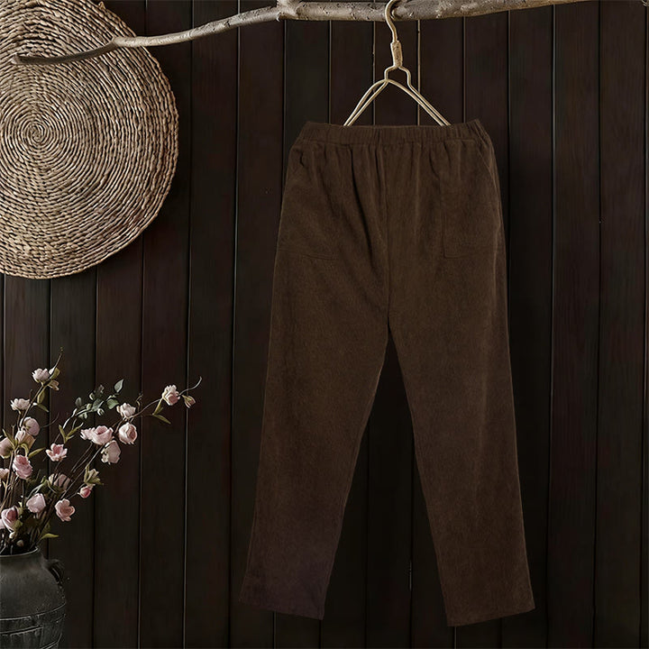 Buddha Stones Damen-Cordhose in Unifarben mit Taschen - image 1