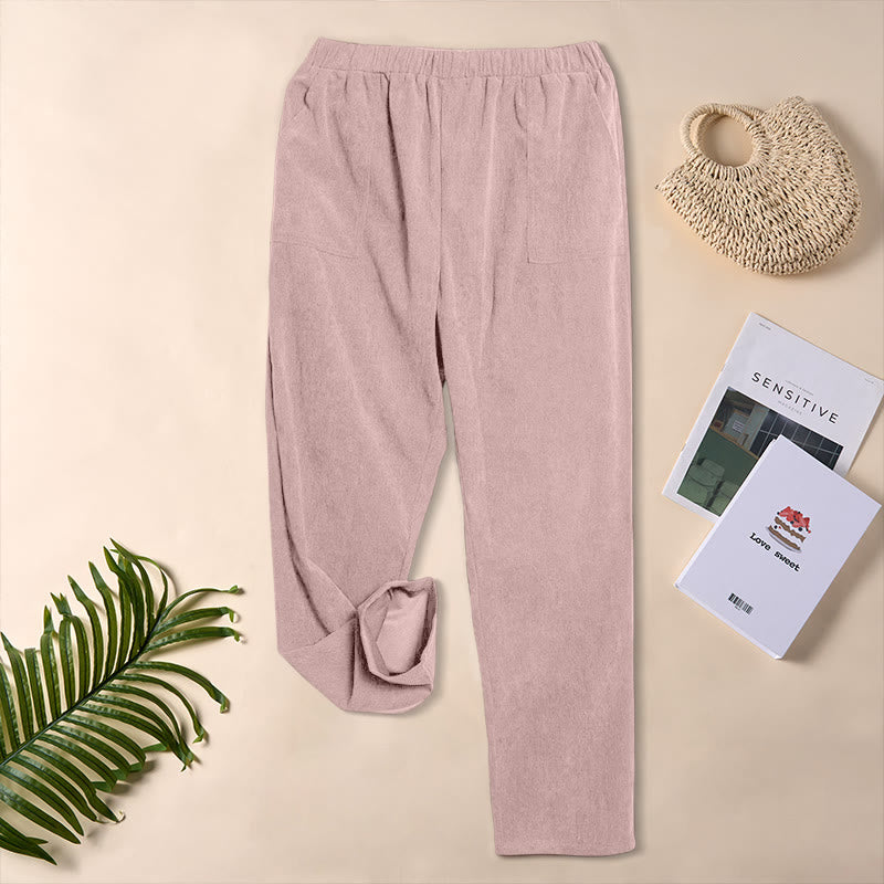 Buddha Stones Damen-Cordhose in Unifarben mit Taschen - image 35