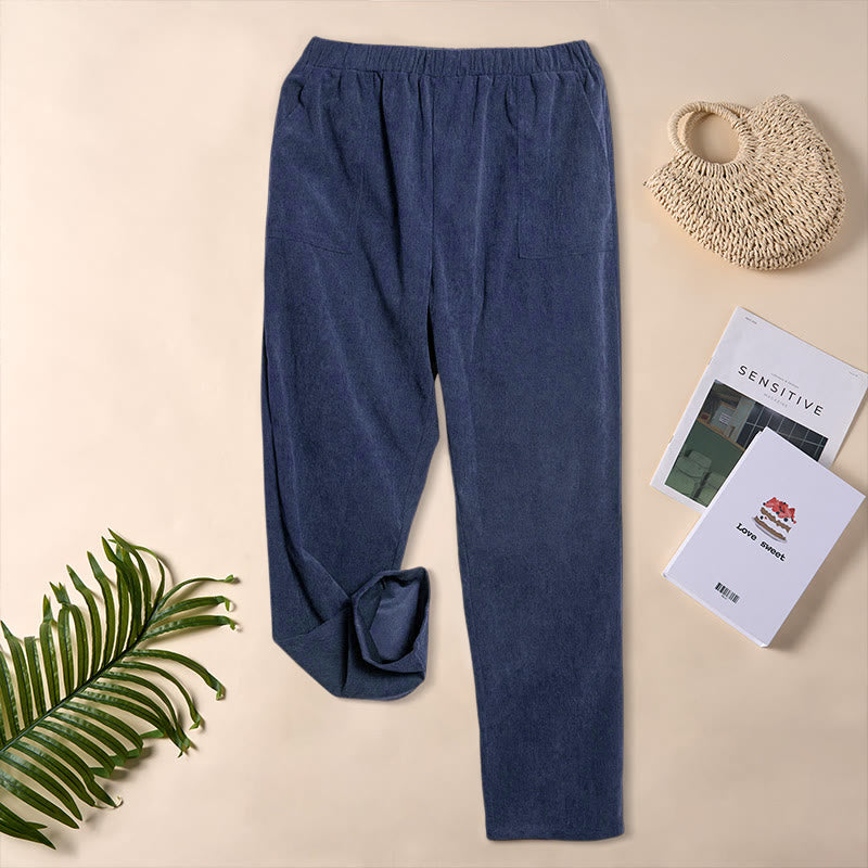 Buddha Stones Damen-Cordhose in Unifarben mit Taschen - image 29