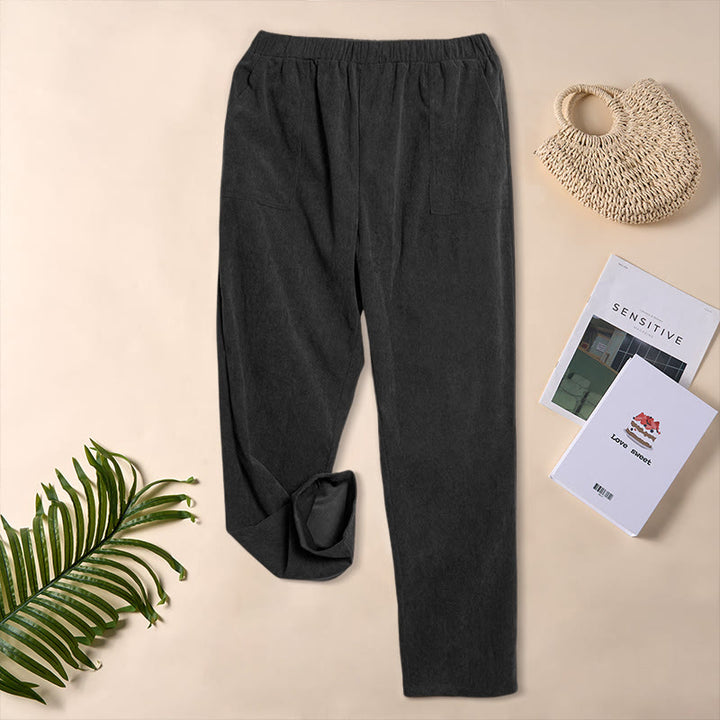 Buddha Stones Damen-Cordhose in Unifarben mit Taschen - image 17