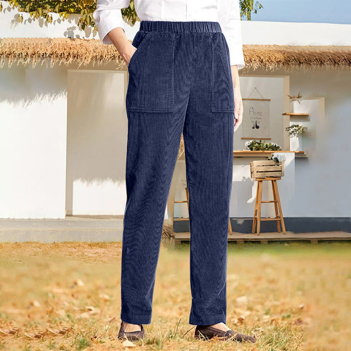 Buddha Stones Damen-Cordhose in Unifarben mit Taschen - Dunkelblau - US16, UK/AU20,EU48 (3XL) - image 27