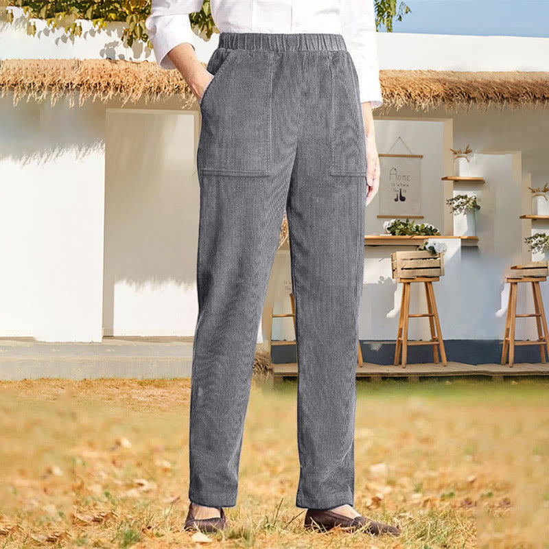 Buddha Stones Damen-Cordhose in Unifarben mit Taschen - Dunkelgrau - US16, UK/AU20,EU48 (3XL) - image 18