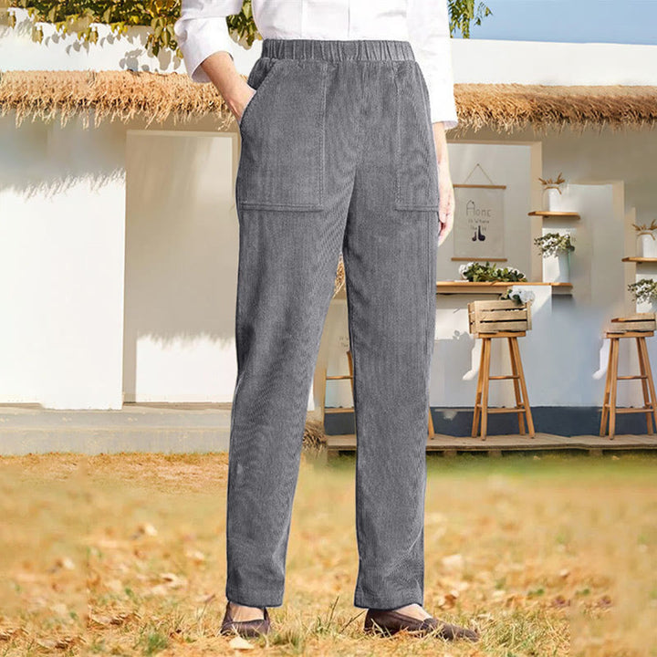 Buddha Stones Damen-Cordhose in Unifarben mit Taschen - Dunkelgrau - US16, UK/AU20,EU48 (3XL) - image 18