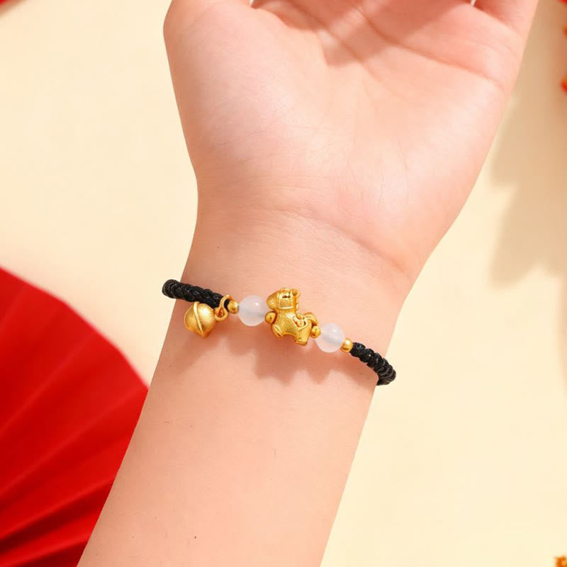 Buddha Stones Jahr des Pferdes Rote Schnur Weißer Achat Verbindung Geflochtenes Armband - image 12