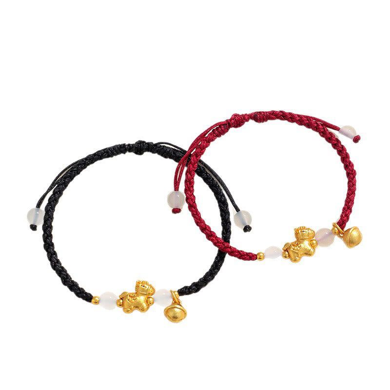 Buddha Stones Jahr des Pferdes Rote Schnur Weißer Achat Verbindung Geflochtenes Armband - image 14