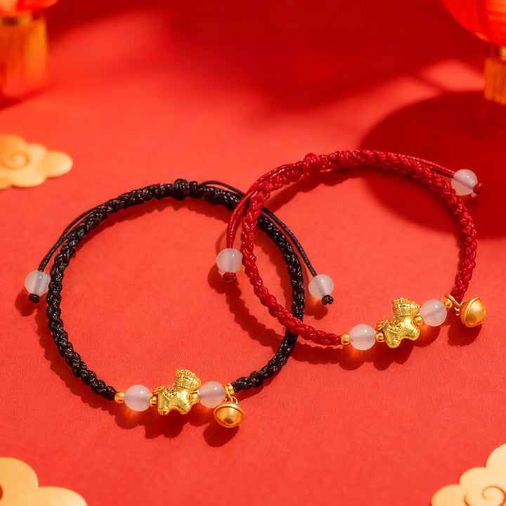 Buddha Stones Jahr des Pferdes Rote Schnur Weißer Achat Verbindung Geflochtenes Armband - image 13