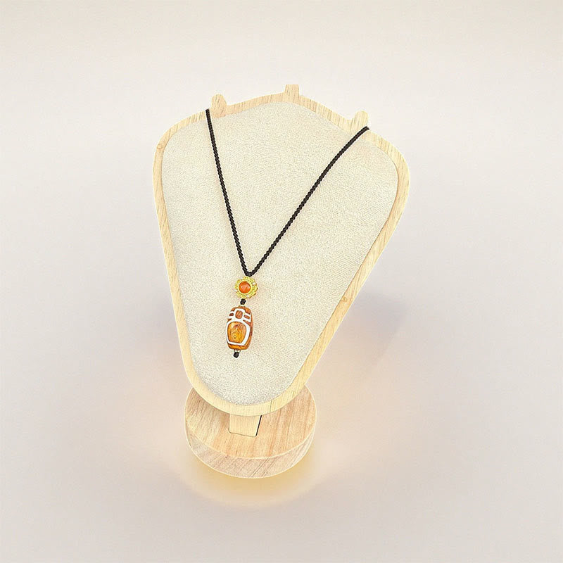 Buddha Stones aus tibetischem Achat, geschnitzt, Gott des Reichtums, neunäugiger Dzi-Perle, Segenskette - image 1