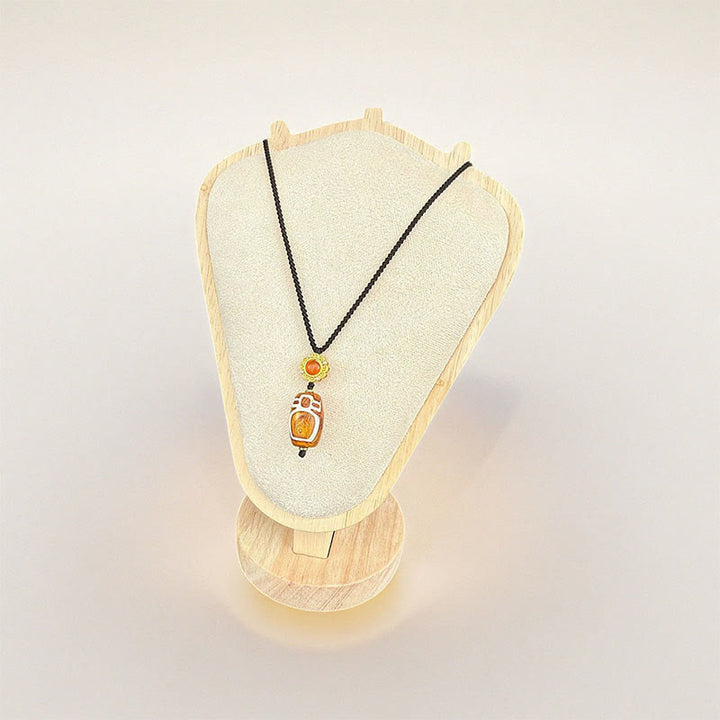 Buddha Stones aus tibetischem Achat, geschnitzt, Gott des Reichtums, neunäugiger Dzi-Perle, Segenskette - image 1