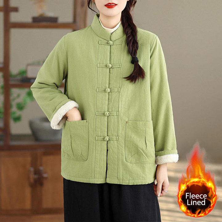 Buddha Stones Damen-Thermojacke mit langen Ärmeln, schlichtem Baumwollfutter, Knöpfen und Taschen - Hellgrün - US14, UK/AU18, EU46 (2XL) - image 15