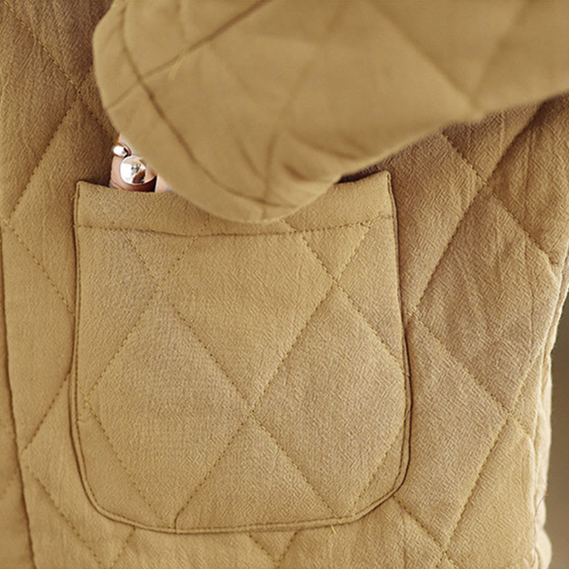 Buddha Stones Damen-Tai-Chi-Zen-Jacke mit langen Ärmeln, einfarbig, wattiert, mit Taschen - image 15