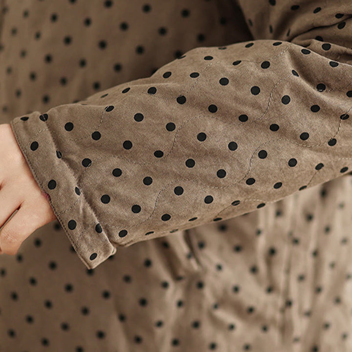 Buddha Stones Damen-Wendejacke aus Thermo-Baumwolle mit Punktmuster, langen Ärmeln und Taschen - image 10