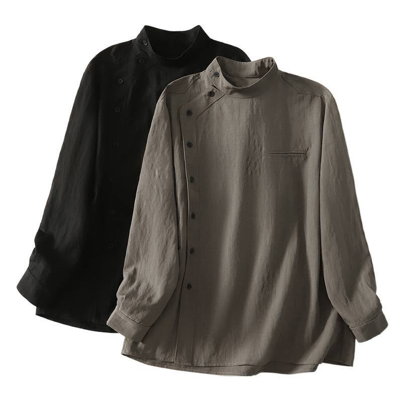 Buddha Stones -Herbstkragen, chinesische Froschknopfleiste, schlichtes Design, langärmeliges Damen-Baumwollhemd - image 17