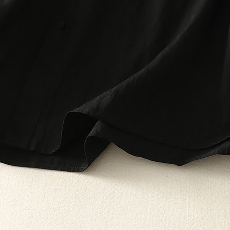 Buddha Stones -Herbstkragen, chinesische Froschknopfleiste, schlichtes Design, langärmeliges Damen-Baumwollhemd - image 15