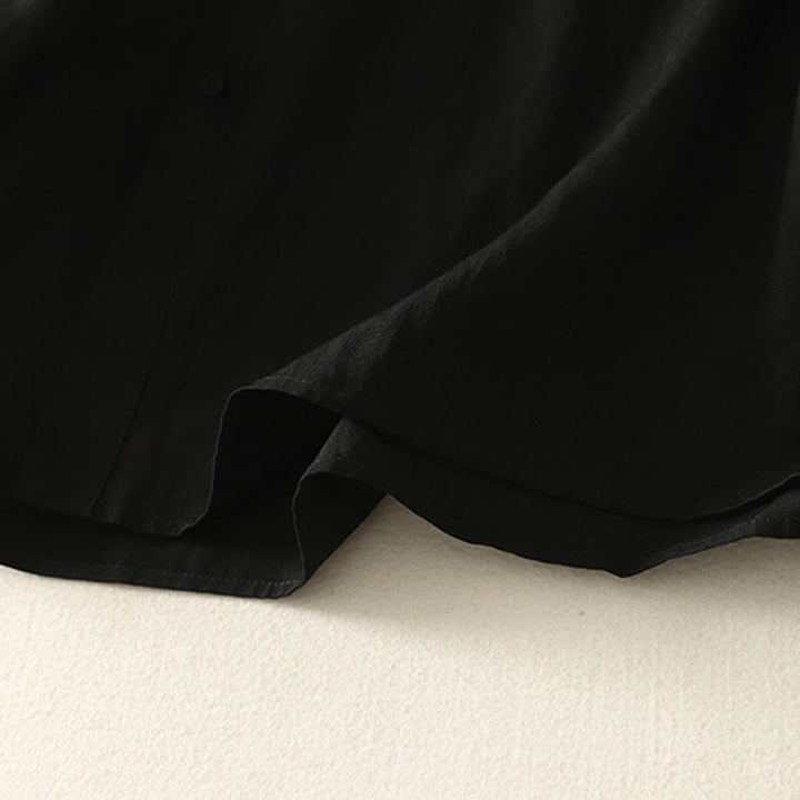 Buddha Stones -Herbstkragen, chinesische Froschknopfleiste, schlichtes Design, langärmeliges Damen-Baumwollhemd - image 15