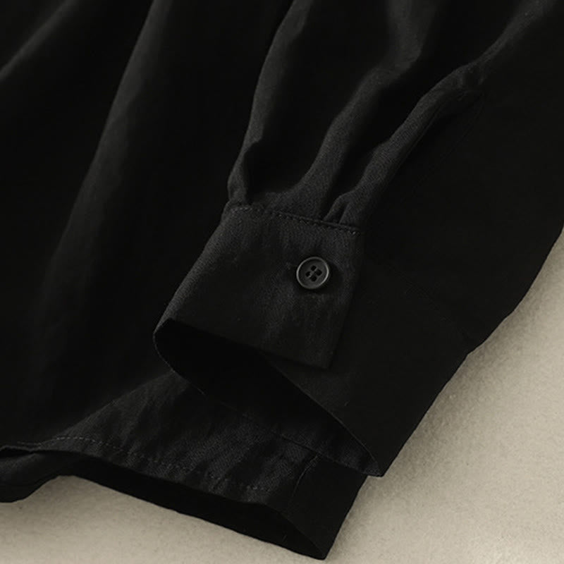 Buddha Stones -Herbstkragen, chinesische Froschknopfleiste, schlichtes Design, langärmeliges Damen-Baumwollhemd - image 14