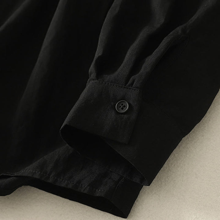 Buddha Stones -Herbstkragen, chinesische Froschknopfleiste, schlichtes Design, langärmeliges Damen-Baumwollhemd - image 14