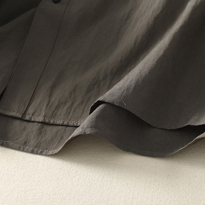 Buddha Stones -Herbstkragen, chinesische Froschknopfleiste, schlichtes Design, langärmeliges Damen-Baumwollhemd - image 9