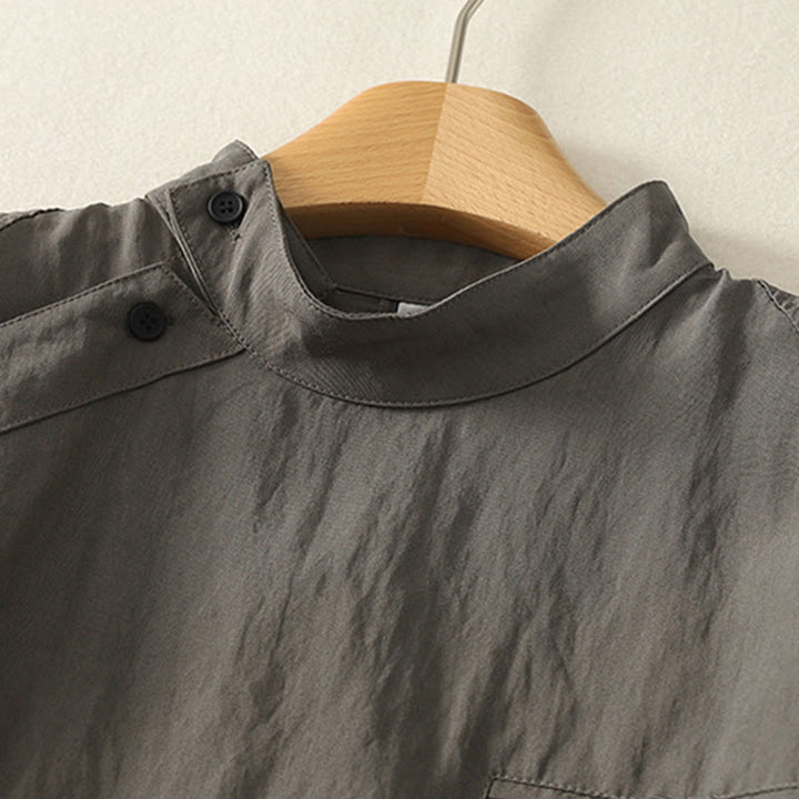 Buddha Stones -Herbstkragen, chinesische Froschknopfleiste, schlichtes Design, langärmeliges Damen-Baumwollhemd - image 2