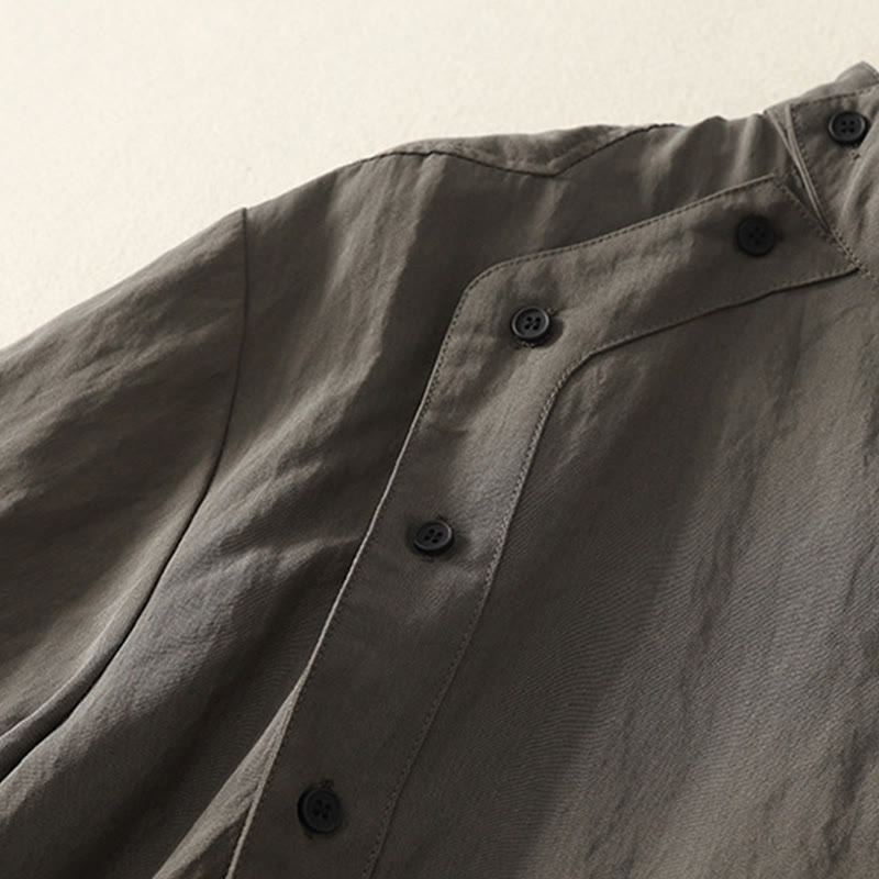 Buddha Stones -Herbstkragen, chinesische Froschknopfleiste, schlichtes Design, langärmeliges Damen-Baumwollhemd - image 4