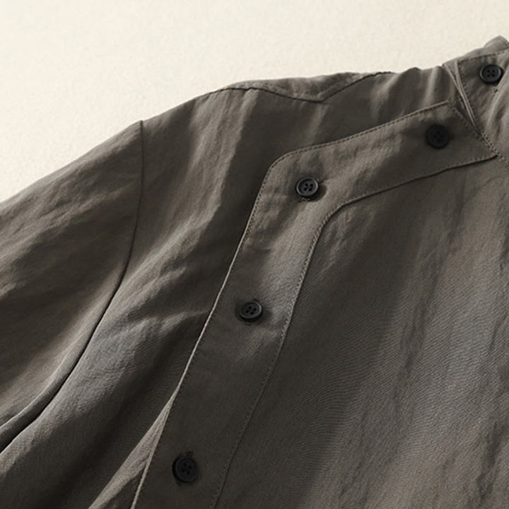 Buddha Stones -Herbstkragen, chinesische Froschknopfleiste, schlichtes Design, langärmeliges Damen-Baumwollhemd - image 4