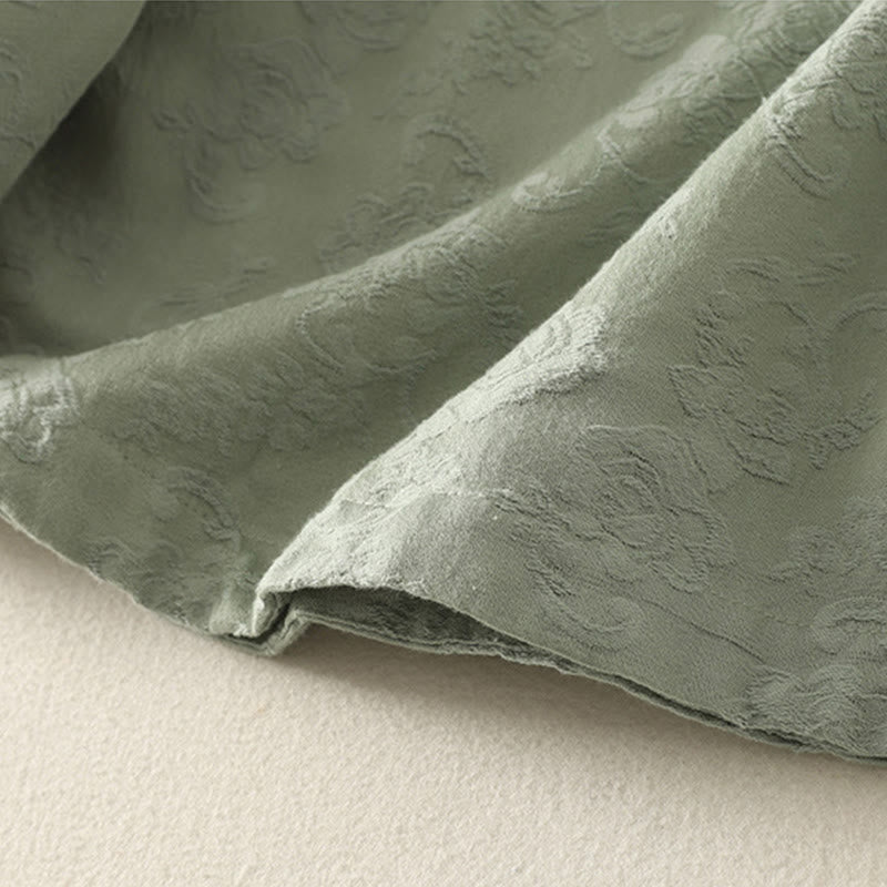 Buddha Stones Frühlings-Langarmshirt aus Baumwolle, schlichtes Jacquard-Design, Zen-Stil - image 4