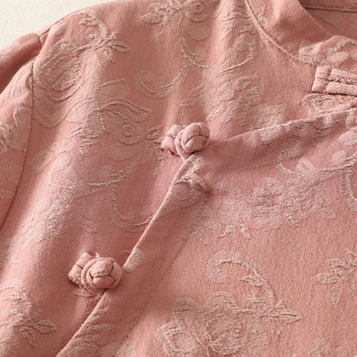 Buddha Stones Frühlings-Langarmshirt aus Baumwolle, schlichtes Jacquard-Design, Zen-Stil - image 13