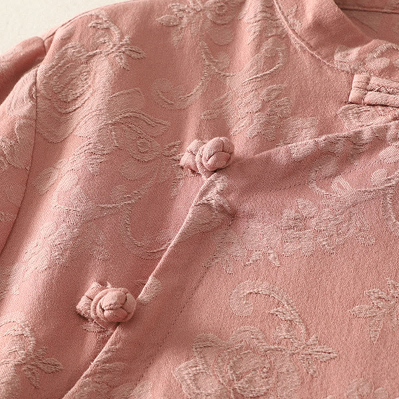 Buddha Stones Frühlings-Langarmshirt aus Baumwolle, schlichtes Jacquard-Design, Zen-Stil - image 13