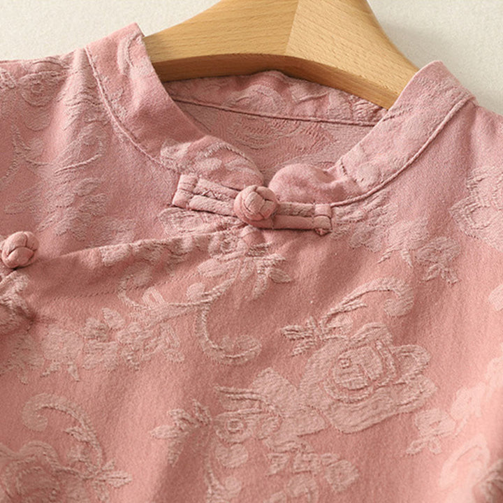 Buddha Stones Frühlings-Langarmshirt aus Baumwolle, schlichtes Jacquard-Design, Zen-Stil - image 12