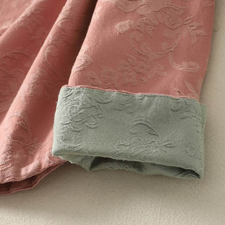 Buddha Stones Frühlings-Langarmshirt aus Baumwolle, schlichtes Jacquard-Design, Zen-Stil - image 17