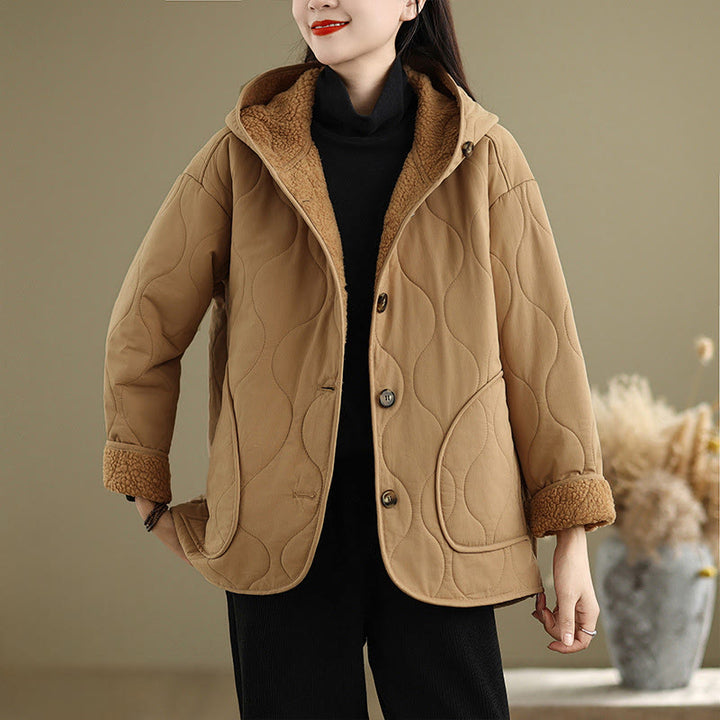 Buddha Stones Damen-Kapuzenjacke mit langen Ärmeln, schlichtes Design, Baumwoll-Hermalfleece-gefüttert, mit Taschen - Goldrute - US14, UK/AU18, EU46 (2XL) - image 0