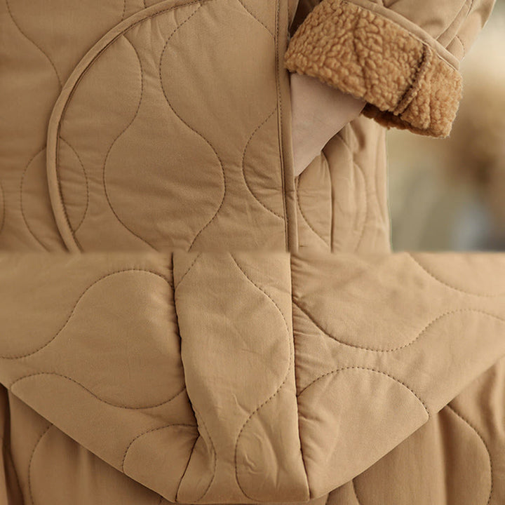 Buddha Stones Damen-Kapuzenjacke mit langen Ärmeln, schlichtes Design, Baumwoll-Hermalfleece-gefüttert, mit Taschen - image 8